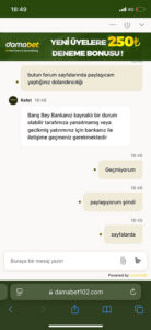 Damabet dolandırıcılığı Kanıt Görseli