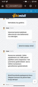 İKİMİSLİ Kazancı Sildi Ödeme Yapmadi Kanıt Görseli