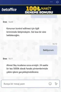 Betoffice günlük 5 k çekim ( pişmanlık ) Kanıt Görseli