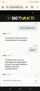 BETVAKTİ sitesi deneme bonusunu ödemedi ÜYE OLMAYIN 👍 Kanıt Görseli