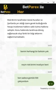 Betparex dolandırıcılığı Kanıt Görseli