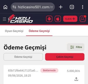Hızlıcasino çekimi uzun süredir göndermiyor Kanıt Görseli