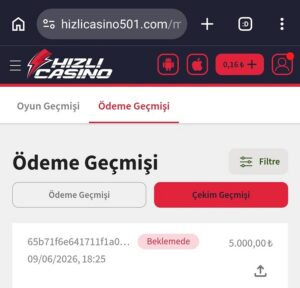 Hızlıcasino çekimi uzun süredir göndermiyor Kanıt Görseli