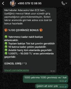 Adacasino dolandırıcı! Kanıt Görseli