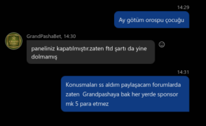 Grandpashabet AFF yapmayın! Kanıt Görseli