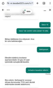 Teosbet adlı sıte ödemelerı yapmiyor Kanıt Görseli