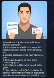 MeritKing deneme bonusu çekim sorunu Kanıt Görseli