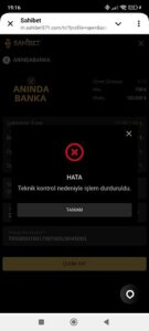 Sahibet çekimi ödemeyor Kanıt Görseli