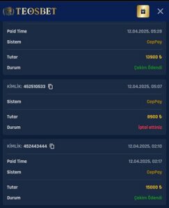 Teosbet adlı sıte ödemelerı yapmiyor Kanıt Görseli