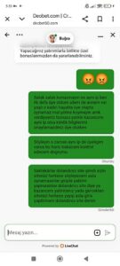 Deobet e asla güvenmeyin dolandırıcı site Kanıt Görseli