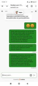 Deobet e asla güvenmeyin dolandırıcı site Kanıt Görseli