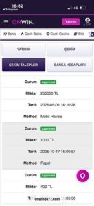 Onwine 250.000 TL Ödememi Yapmadılar | Çözüldü Kanıt Görseli