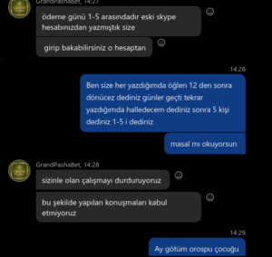Grandpashabet AFF yapmayın! Kanıt Görseli