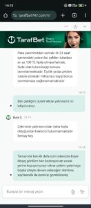 Tarafbetten cekim yaptım şimdi yatırım yapıp kaybettim çekim yaptığım tutardan fazla yatırım yapmamı istiyor Kanıt Görseli