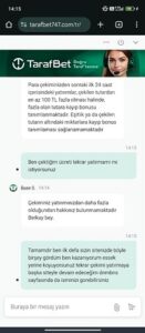 Tarafbetten cekim yaptım şimdi yatırım yapıp kaybettim çekim yaptığım tutardan fazla yatırım yapmamı istiyor Kanıt Görseli