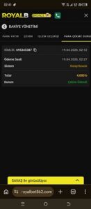 Royal bet cekim sıkıntısı Kanıt Görseli