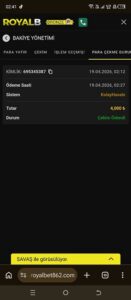 Royal bet cekim sıkıntısı Kanıt Görseli