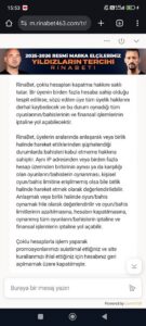 Rinabet dolandırıcı! Kanıt Görseli