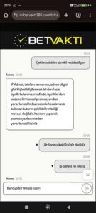 Betvakti deneme bonusu çevrimi yapmama rağmen parayi göndermedi Kanıt Görseli