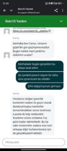 Bets10 çekim talebini güvenlik gerekçesiyle iptal ediliyor Kanıt Görseli