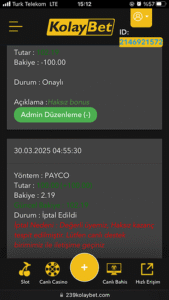 KolayBet Bakiye Siliyor Kanıt Görseli