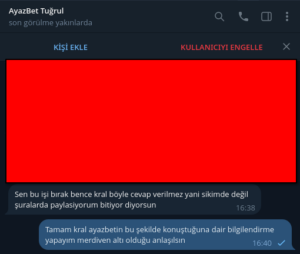 Ayazbet merdiven altı sitedir! Müşteri temsilcisi küfürler ediyor Kanıt Görseli
