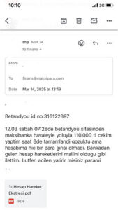 110.000 lirama coken betandyou ve maksibanka Kanıt Görseli