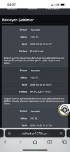Betturkey ödeme gelmedi Kanıt Görseli