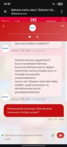 Bahsine Promosyonlar Kısmında Deneme Bonusu Olmasına Rağmen Canlı Destek Olmadığını Belirtiyor Kanıt Görseli