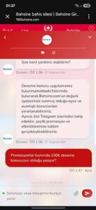 Bahsine Promosyonlar Kısmında Deneme Bonusu Olmasına Rağmen Canlı Destek Olmadığını Belirtiyor Kanıt Görseli