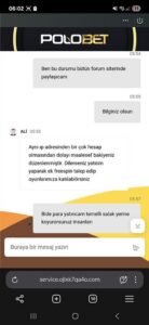 Polobet IP diyerek kazancımı sildi Kanıt Görseli