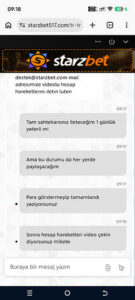 Starzbet dolandırıcı uzak durun Kanıt Görseli